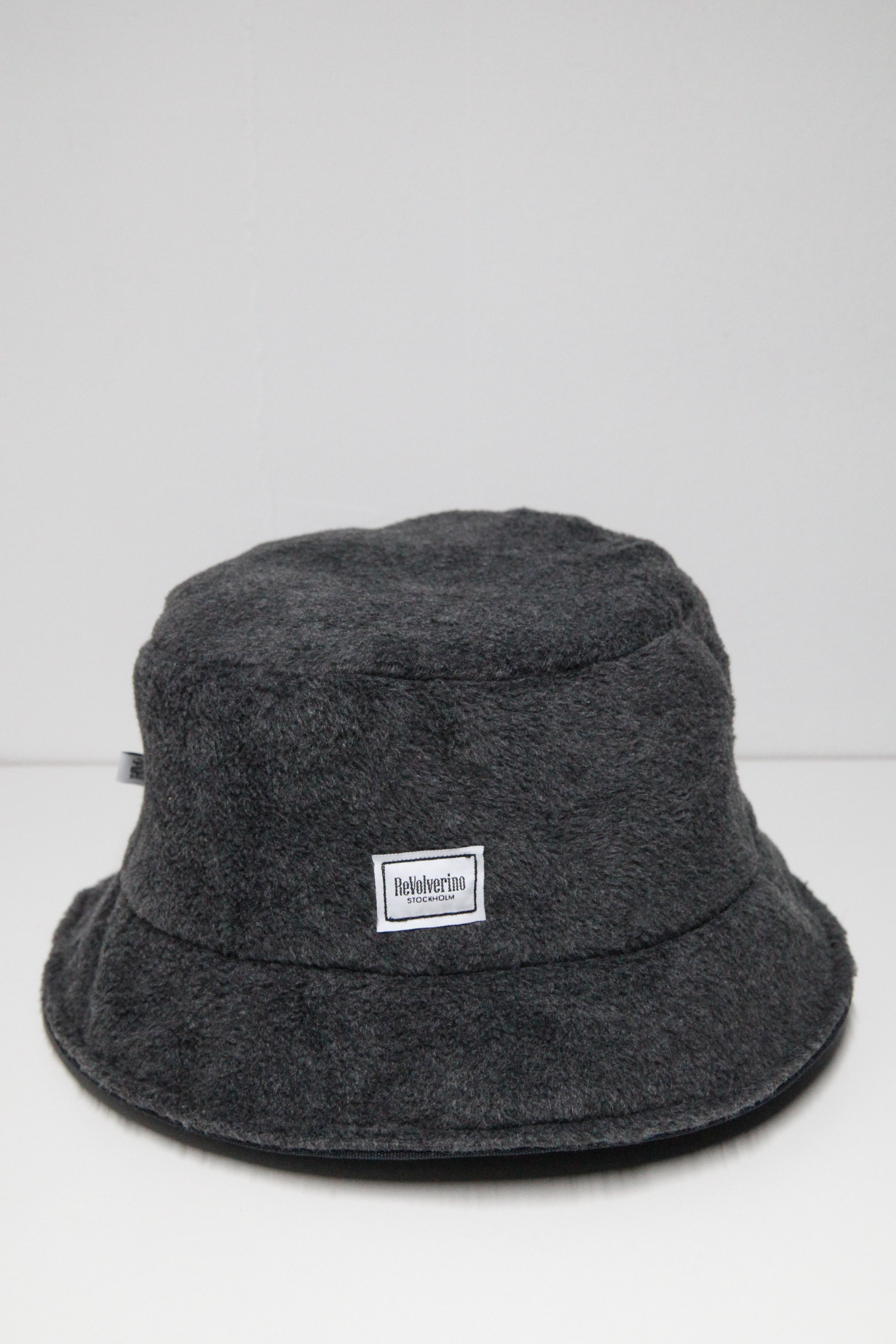 Gray black fleece bucket hat 2in1 reversible