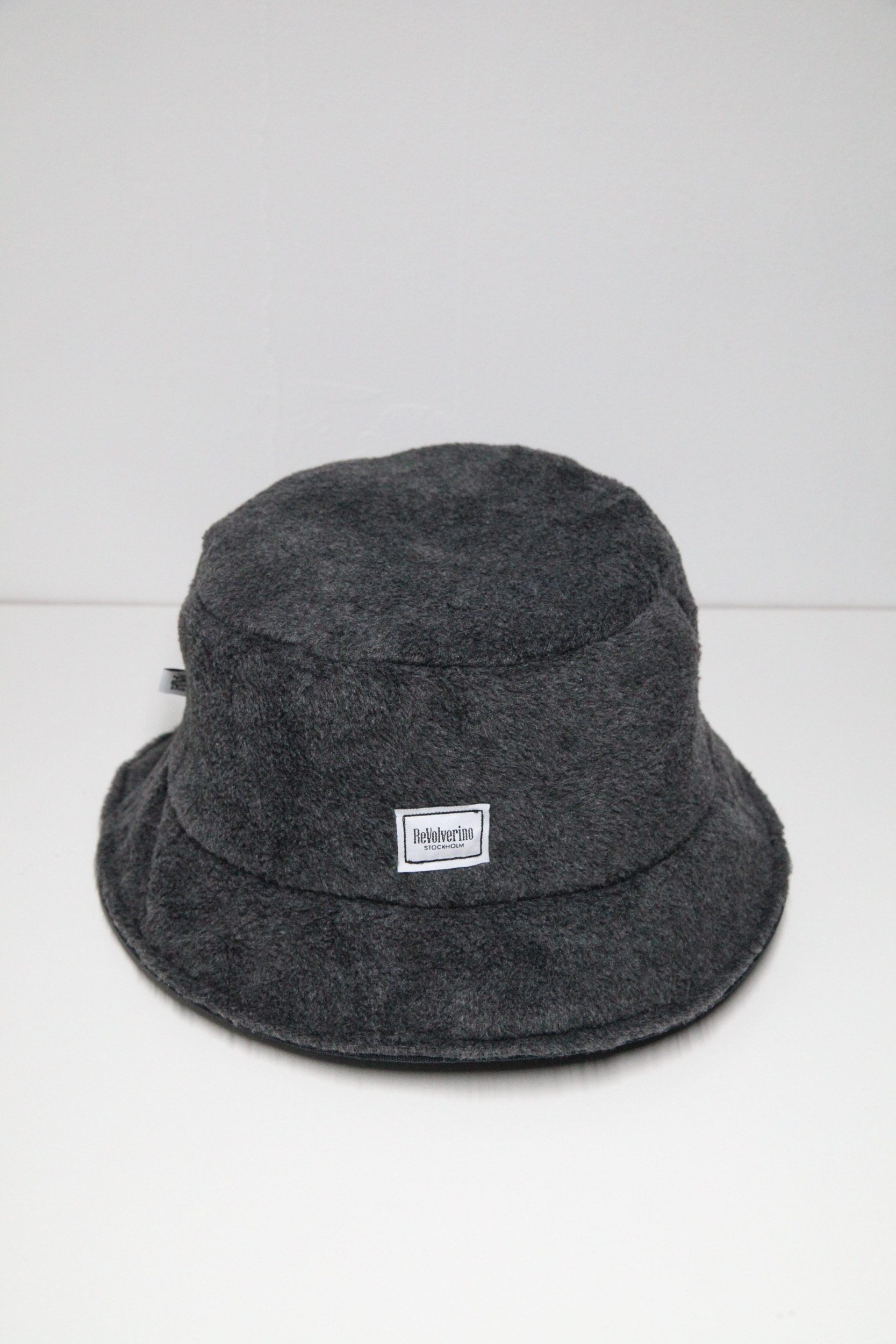 Gray black fleece bucket hat 2in1 reversible