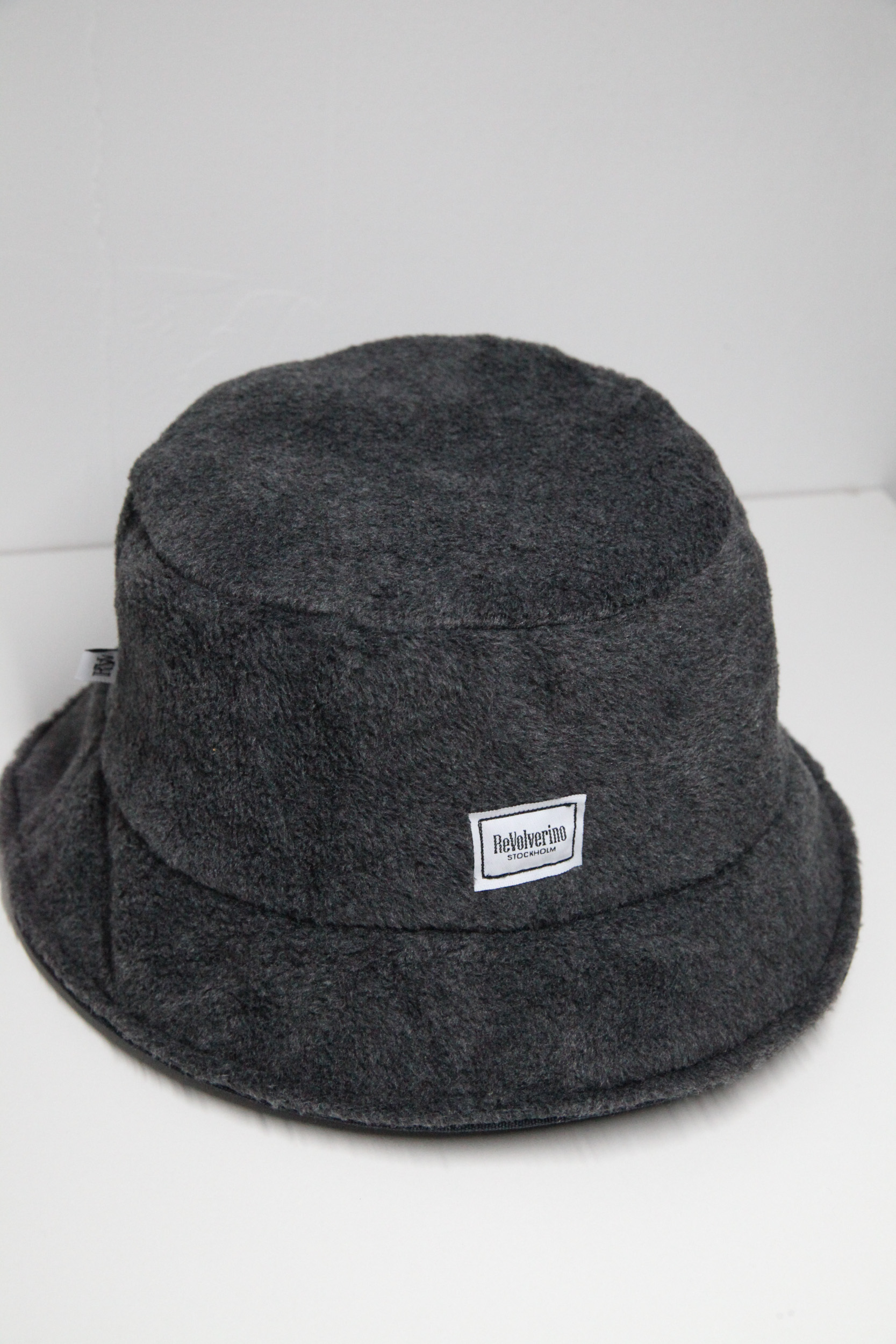 Gray black fleece bucket hat 2in1 reversible