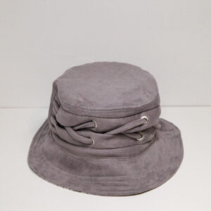 Dark beige velvet bucket hat