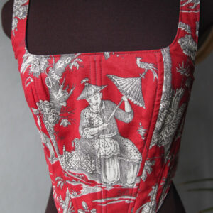 Dark red/ burgundy corset top with vintage Chinese print