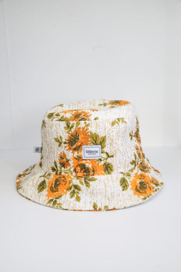 Bucket hat sunflowers floral pattern in terry fabric