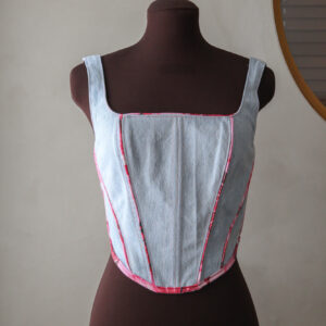 Denim corset top with glitter details