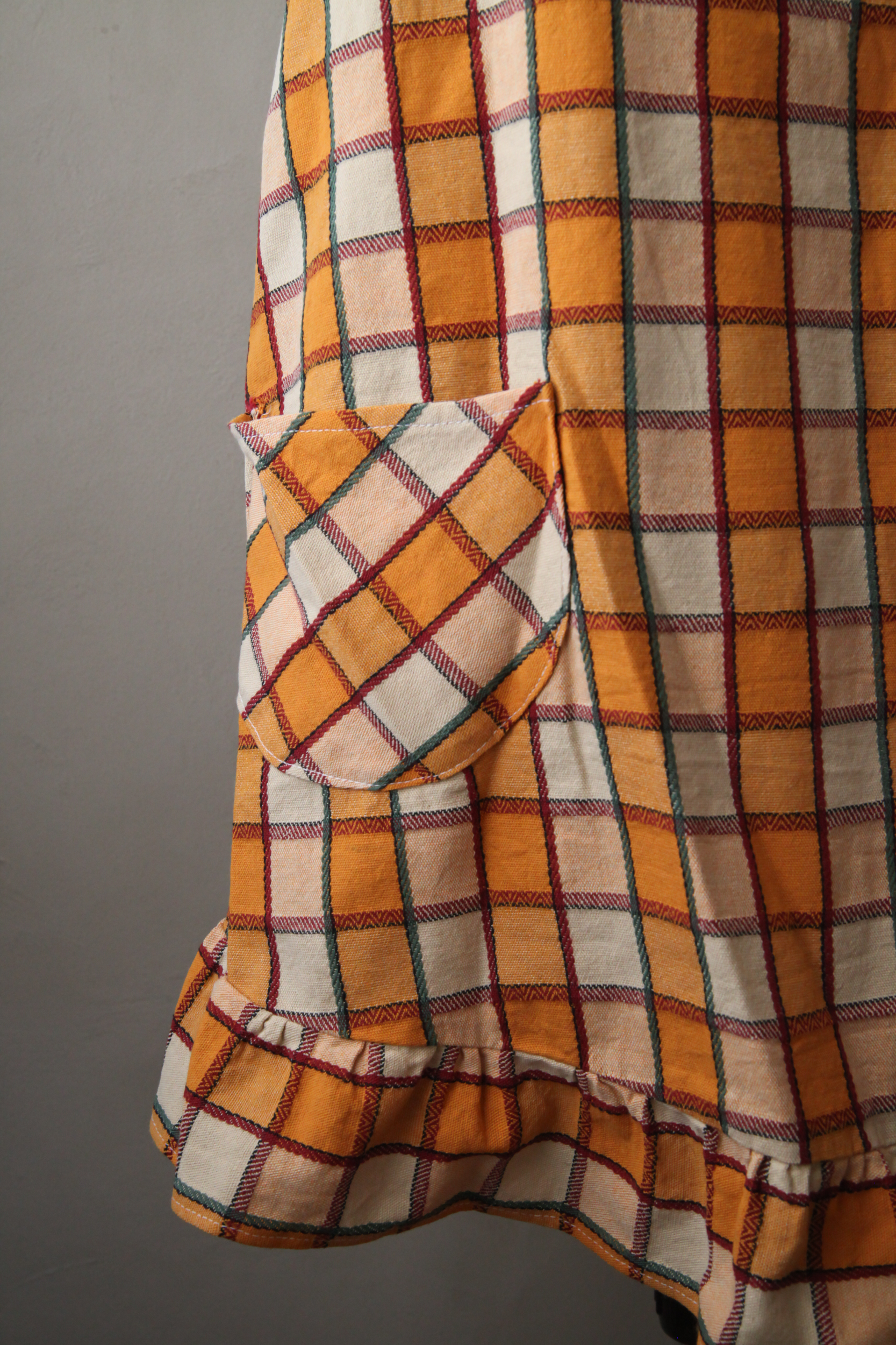 Cottage everyday dress apron sustainable yellow check