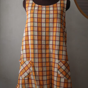 Casual dress apron orange and beige check