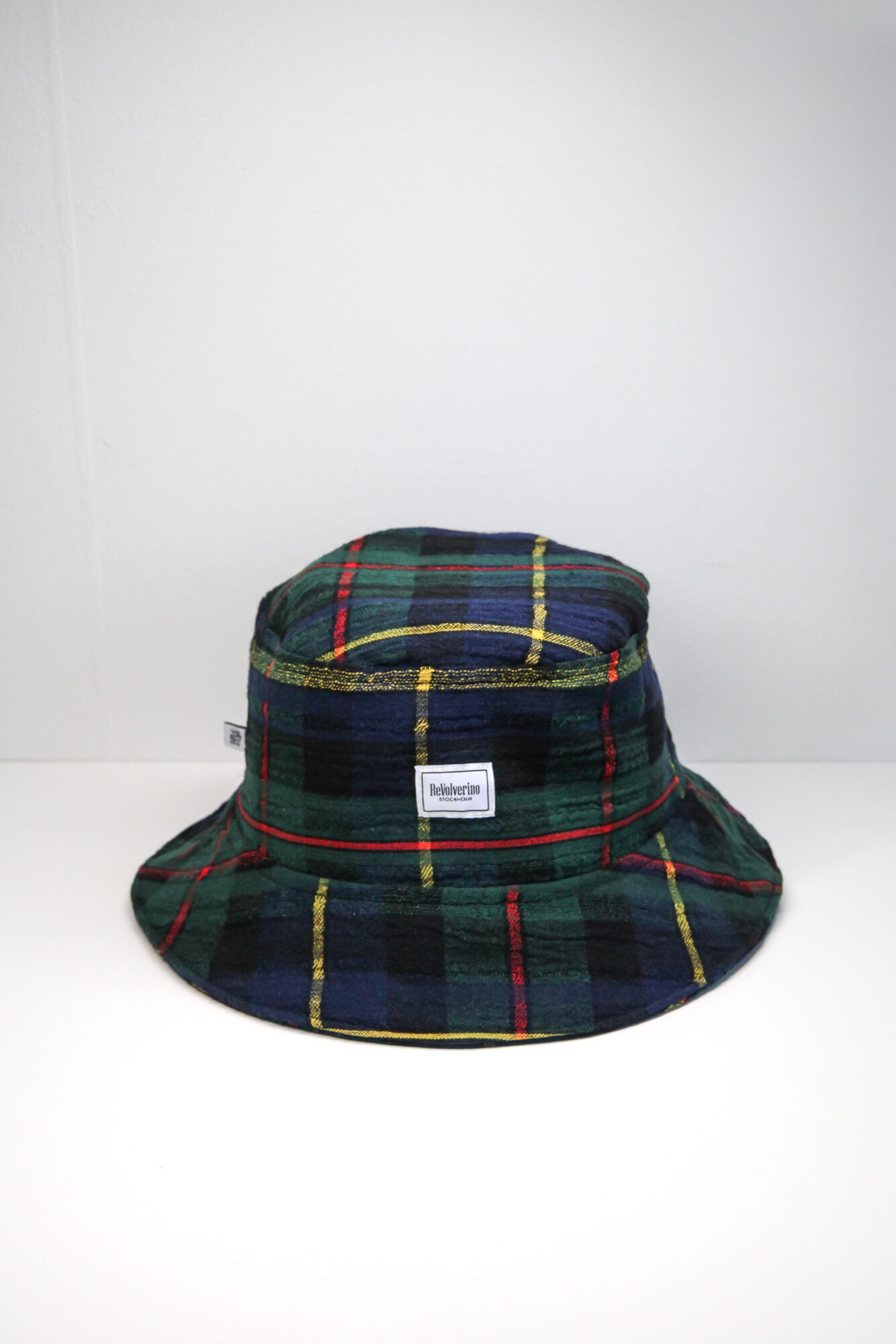 Spring bucket hat scotish checked pattern prin, blue green, black