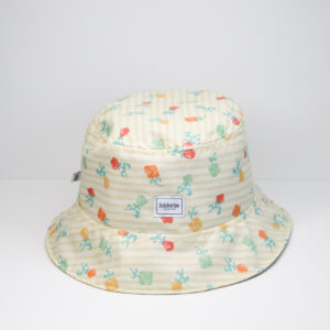 Bucket hat striped pattern with summer flowers