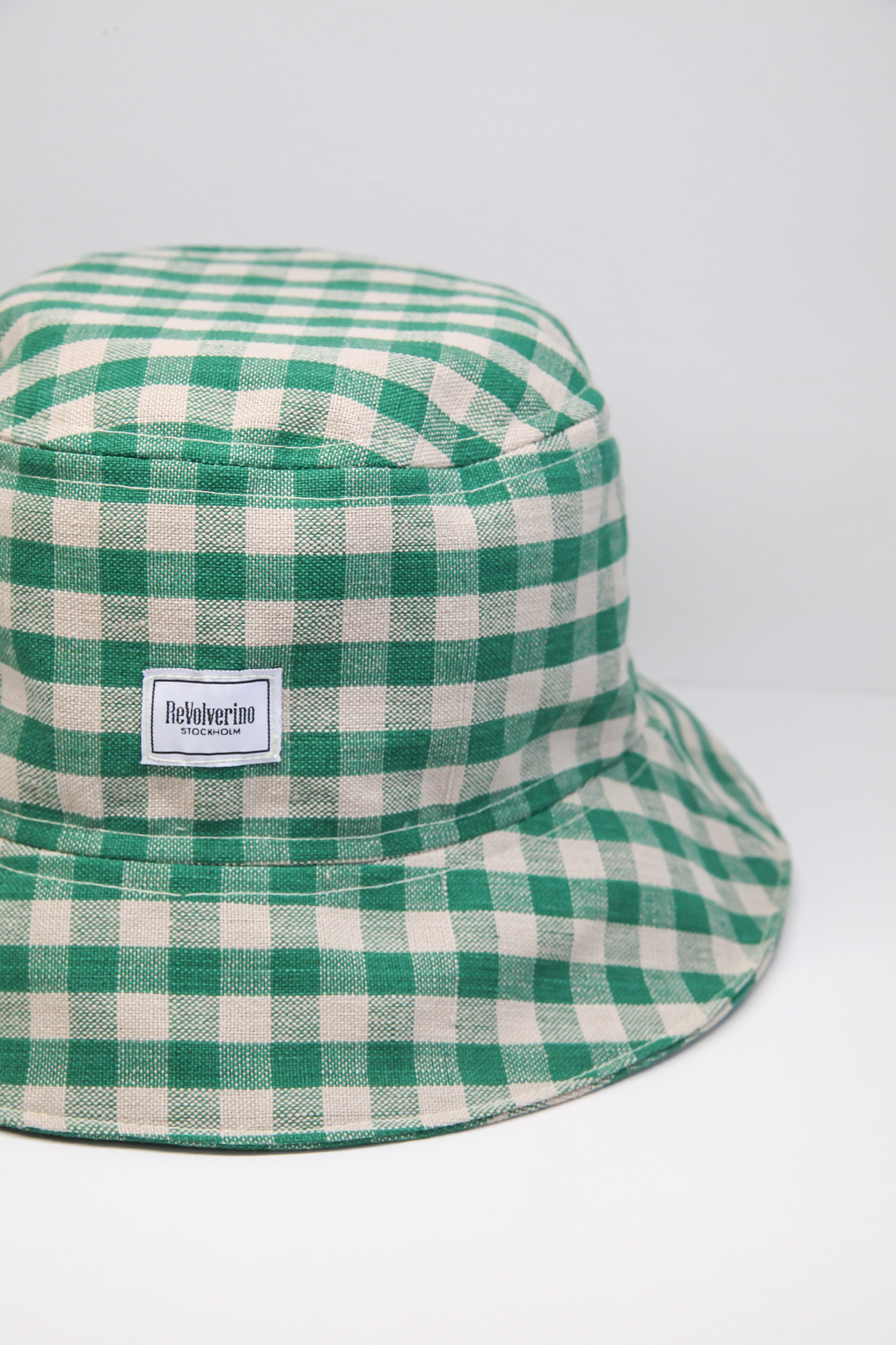 Green check summer spring bucket hat cotton