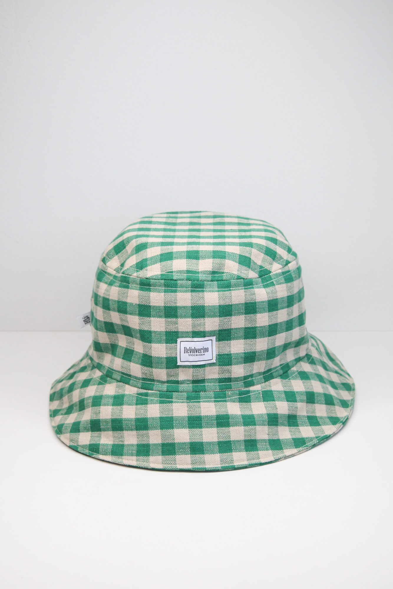 Green check summer spring bucket hat cotton