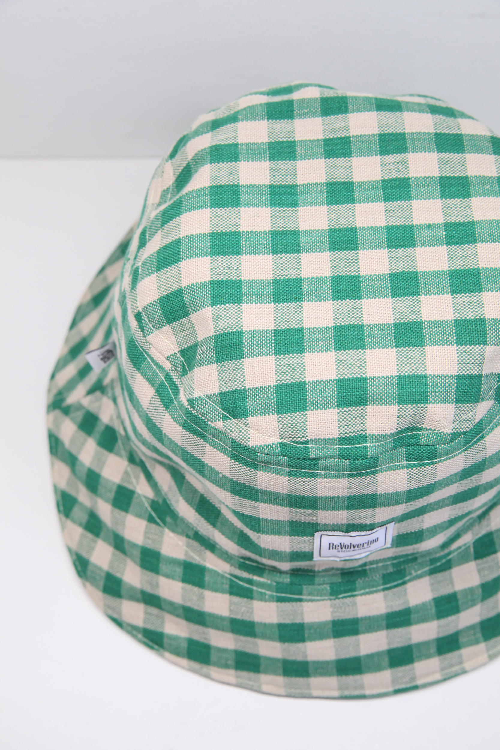 Green check summer spring bucket hat cotton