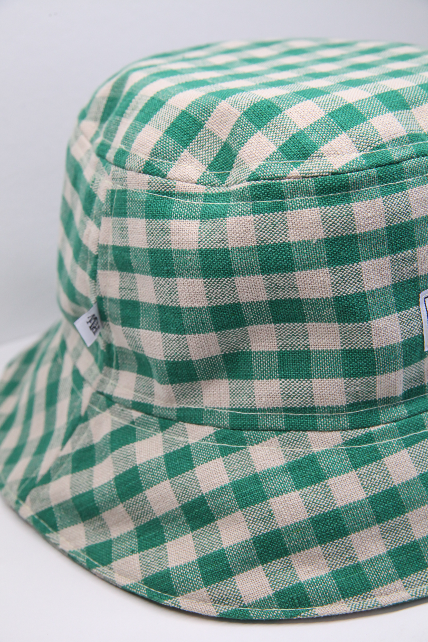 Green check summer spring bucket hat cotton