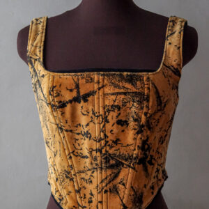 Velvet corset top with abstract pattern