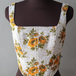 Terry corset top with sunflowers print