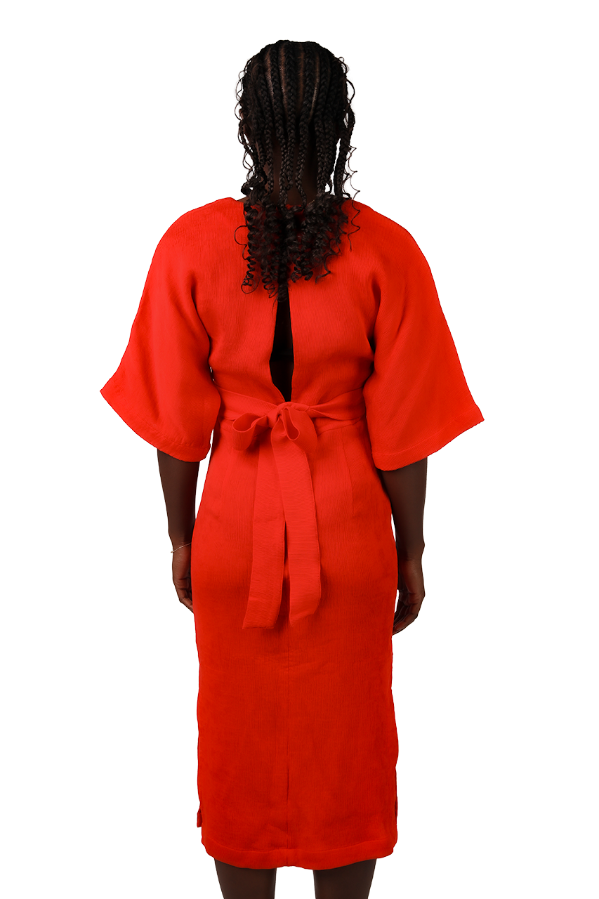 Midi dress with open back