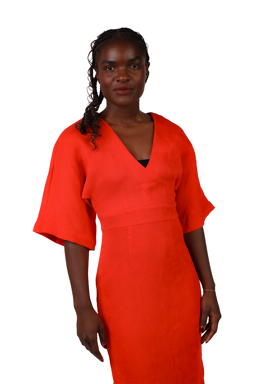 Midi dress with open back