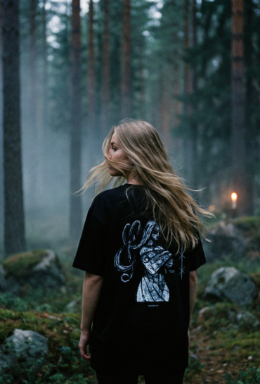 T-shirts med folkkonst av återvunnen bomull