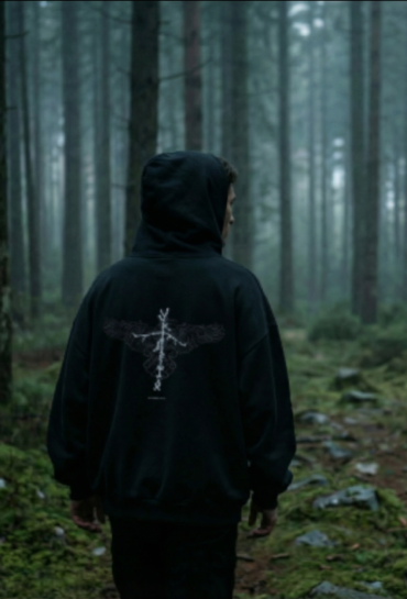 Hoodies med folkkonst av återvunnen bomull